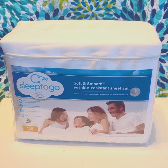 New Serta Sleep To Go Split King Soft & Smooth Sheet Set - Picture 1 of 7